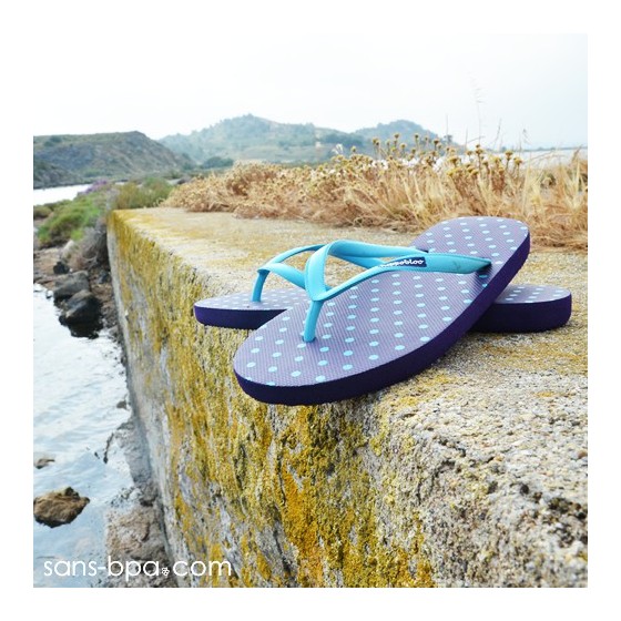 Tongs naturelles POLKA AZUR