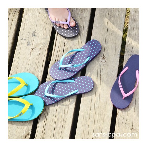 Tongs naturelles POLKA AZUR