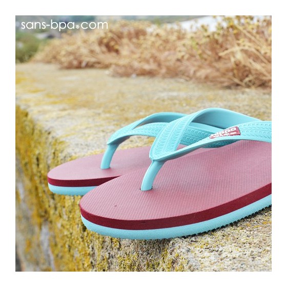 Tongs naturelles BURGUNDY-BLUE