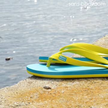 Tongs naturelles BLUE-YELLOW 2