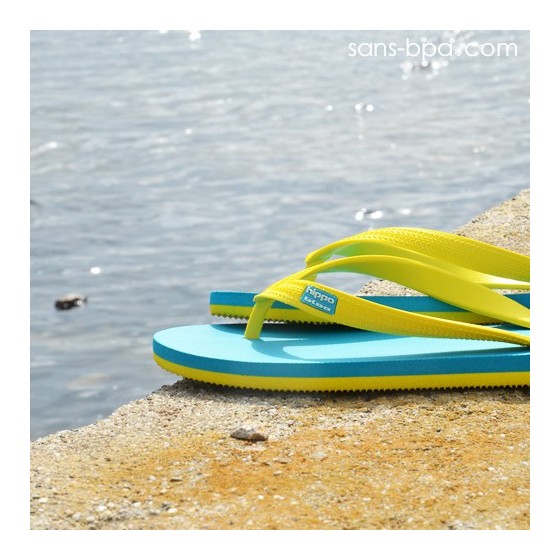 Tongs naturelles BLUE-YELLOW