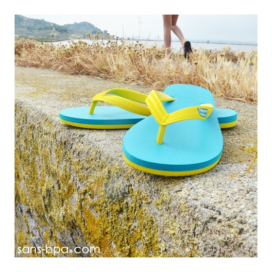 Tongs naturelles BLUE-YELLOW