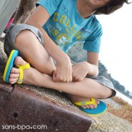 Tongs naturelles BLUE-YELLOW