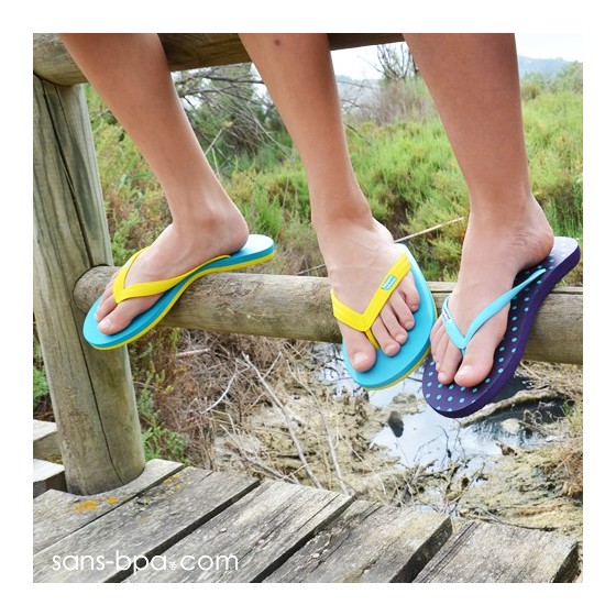 Tongs naturelles BLUE-YELLOW