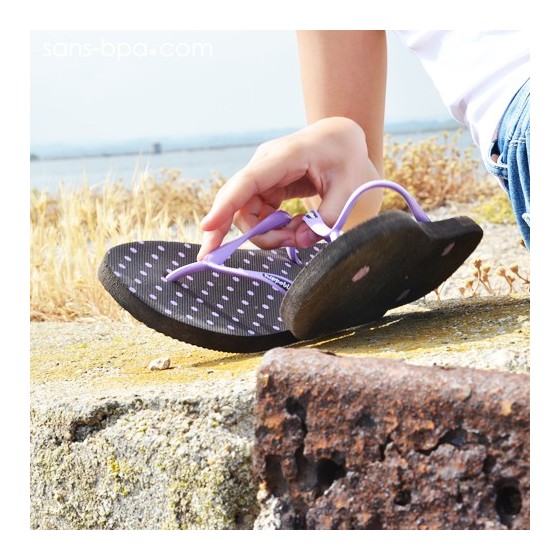 Tongs naturelles POLKA PRUNE