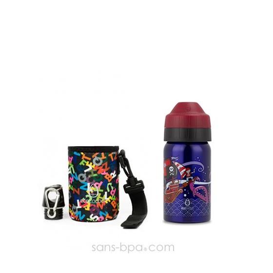 Gourde isotherme Pirate & sa housse Camo Ecococoon