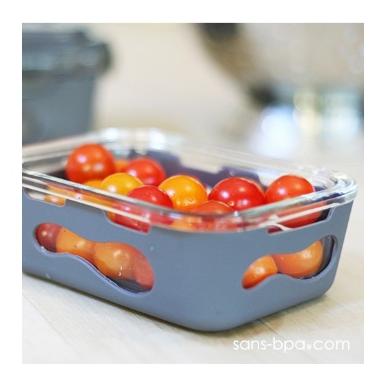 Contenant verre & silicone 370 ml - Ardoise