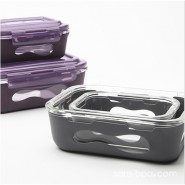 Contenant verre & silicone 370 ml - Ardoise