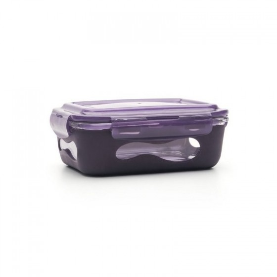 Contenant verre & silicone 850 ml - Aubergine