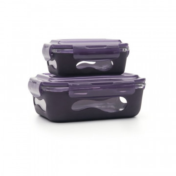 Contenant verre & silicone 850 ml - Aubergine 2