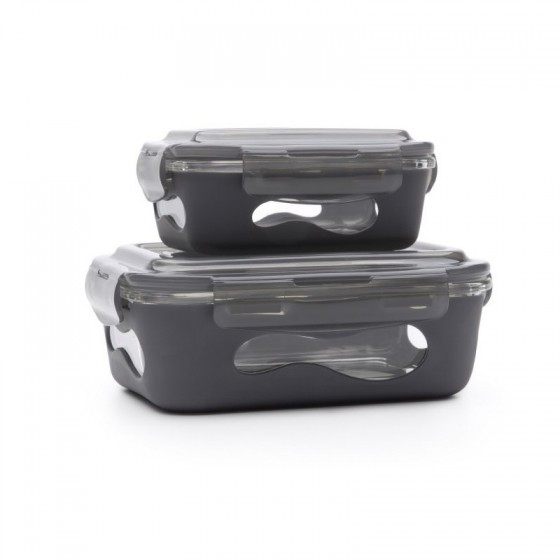 Contenant verre & silicone 850 ml - Ardoise
