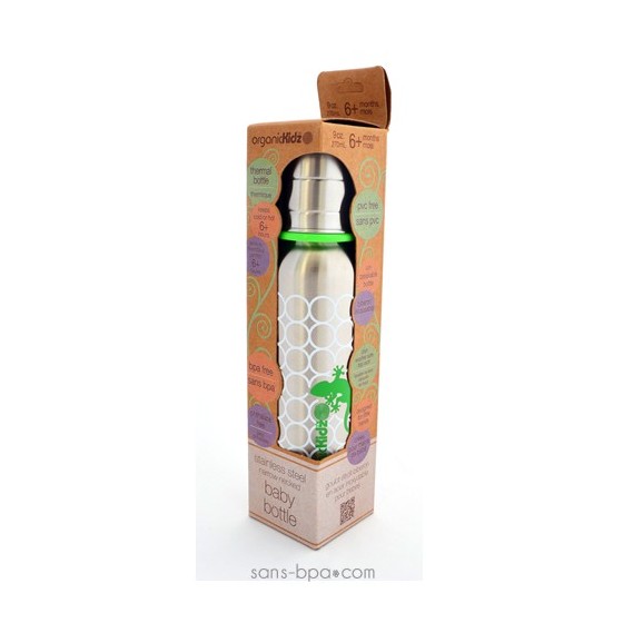 Biberon isotherme Gecko - 270 ml goulot étroit - Organic Kidz