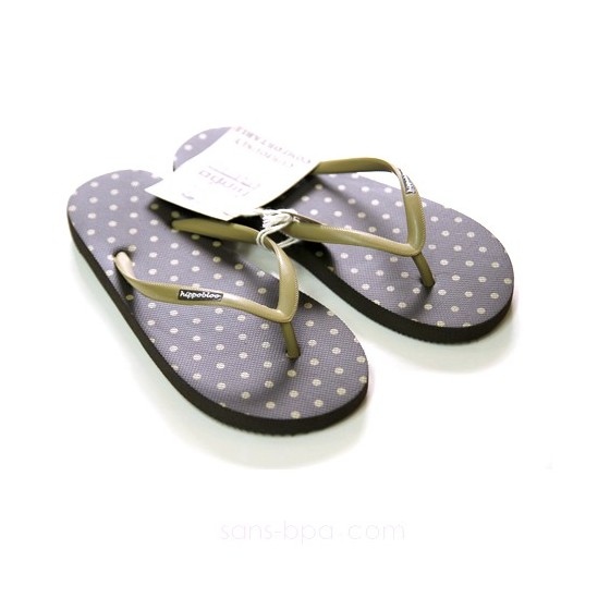 Tongs naturelles ROUGE A POIS