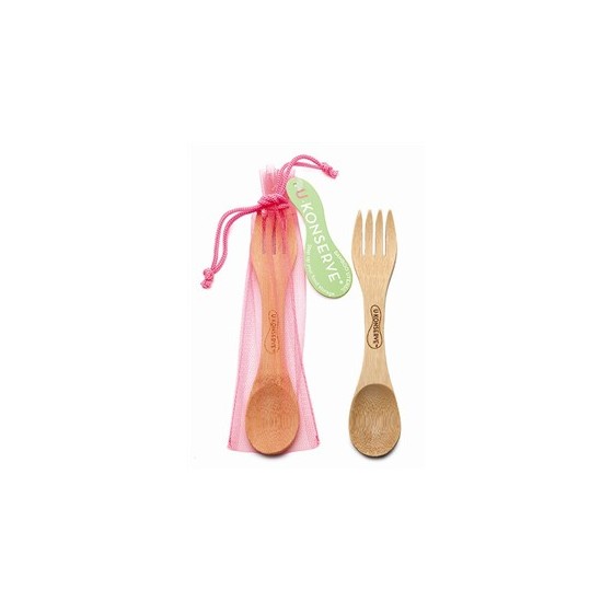 Couverts 2-en-1 bambou Framboise - U Konserve