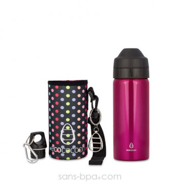 Pack  gourde isotherme Pink 500 ml & sa housse Pop Ecococoon