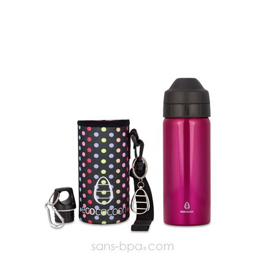 Pack gourde isotherme Pink 500 ml & sa housse Pop Ecococoon