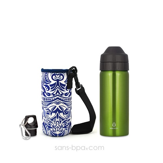 Pack gourde isotherme 500 ml Surfing & sa housse Rouge Ecococoon