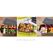 Boite 3 compartiments 100% inox TRIO ROUGE DOTS