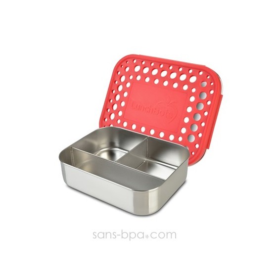 Boite 3 compartiments 100% inox TRIO ROUGE DOTS