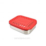 Boite 3 compartiments 100% inox TRIO ROUGE DOTS