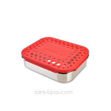 Boite 3 compartiments 100% inox TRIO ROUGE DOTS 2