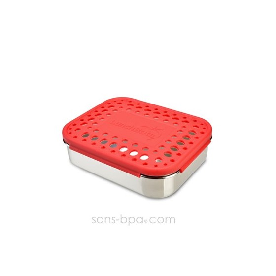 Boite 3 compartiments 100% inox TRIO ROUGE DOTS