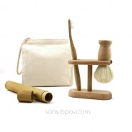Pack TRIO Homme : Blaireau + brosse à dents Rondo + Support bois