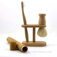 Pack TRIO Homme : Blaireau + brosse à dents Rondo + Support bois