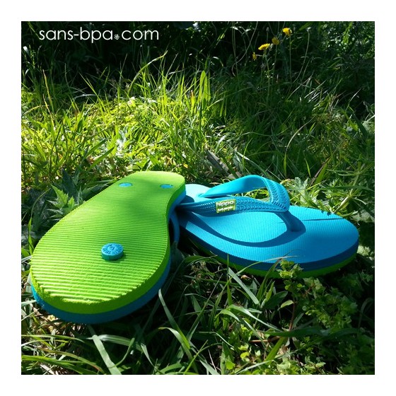 Tongs naturelles Turquoise Lime