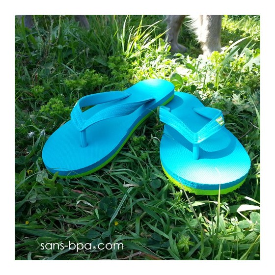 Tongs naturelles Turquoise Lime