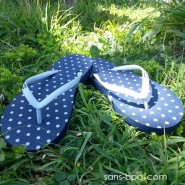 Tongs naturelles Navy Polka Dot Grey