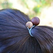 Élastique à cheveux Billes de bois 