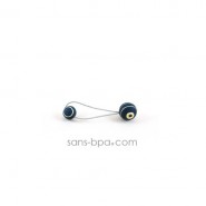 Élastique à cheveux Billes de bois - Rayures bleue