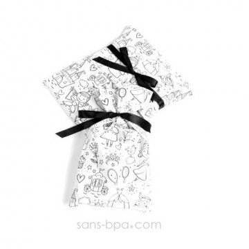 Pochette cadeau à colorier tissu Bio - Princesses