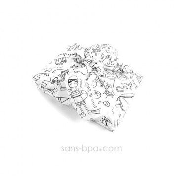 Furoshiki tissu cadeau à colorier Bio - Bord de mer