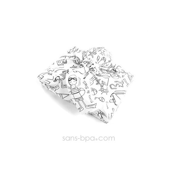 Furoshiki tissu cadeau à colorier Bio - Princesse