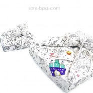 Furoshiki tissu cadeau à colorier Bio - Princesse