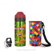 Pack gourde isotherme 500 ml Chien & sa housse Rouge Ecococoon