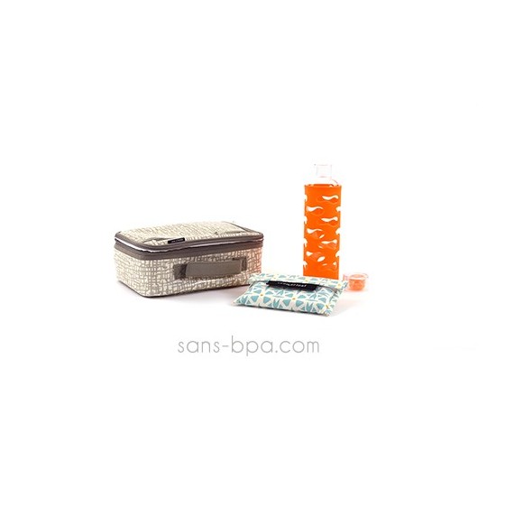 Pack Lunchbox Mesh + Gourde verre Mandarine + Pochette Small Géo