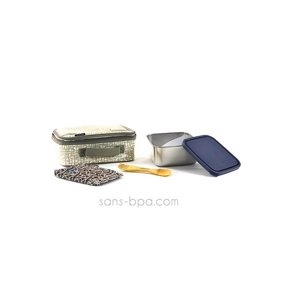 Pack Lunchbox Géo + Boite carrée XL Océan + Couverts 2 en 1 + Pack glace Chocolat