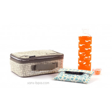 Pack Lunchbox Mesh + Gourde verre Mandarine + Pochette Small Géo