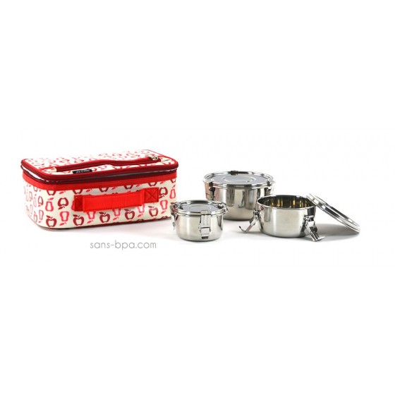 Pack Lunchbox Fruits + Boites inox 12 + 10 + 8 - Onyx