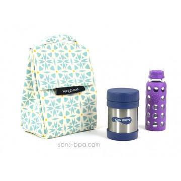 Pack Sac isotherme Lunchbag Géo + Boite isotherme 350ml Océan + Gourde paille verre 350ml Océan LFactory