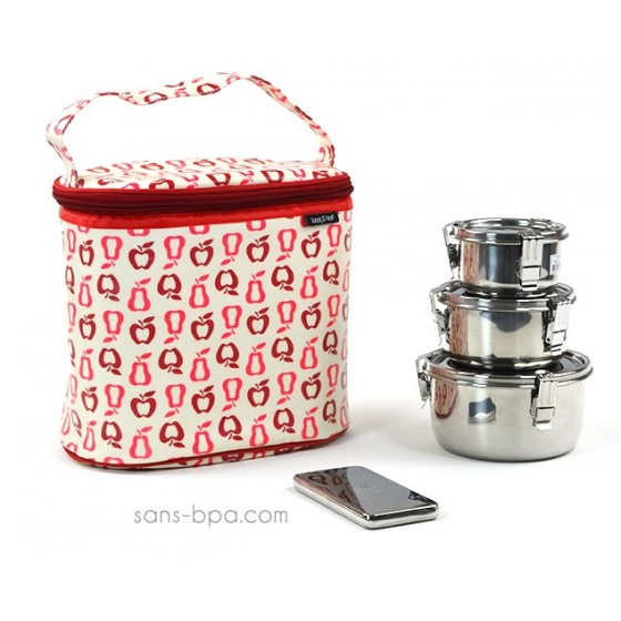 Pack Sac isotherme Cooler Bag Fruits + Boites inox 8 + 10 + 12 + Pack glace inox - Onyx