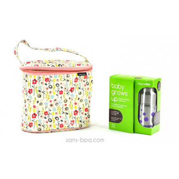 Pack Sac isotherme Cooler Bag Bloom + Kit biberon évolutif GL Pois Lavande Organic Kidz 2