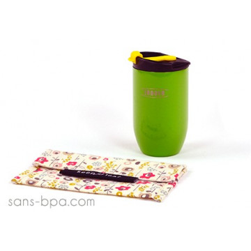 Pack Tasse isolée 240ml Doppio Vert brillant + Pochette mini Bloom