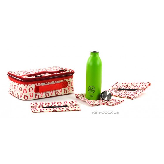 Pack Lunchbox Fruits + Gourde Green 24Bottle + Bundle Fruits