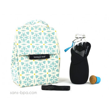 Pack Sac isotherme Lunchbag Géo + Gourde inox 600ml Bird + Bundle Géo