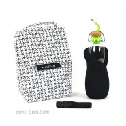 Pack Sac isotherme Lunchbag Géo + Gourde filtrante verre 650 Azur B&B