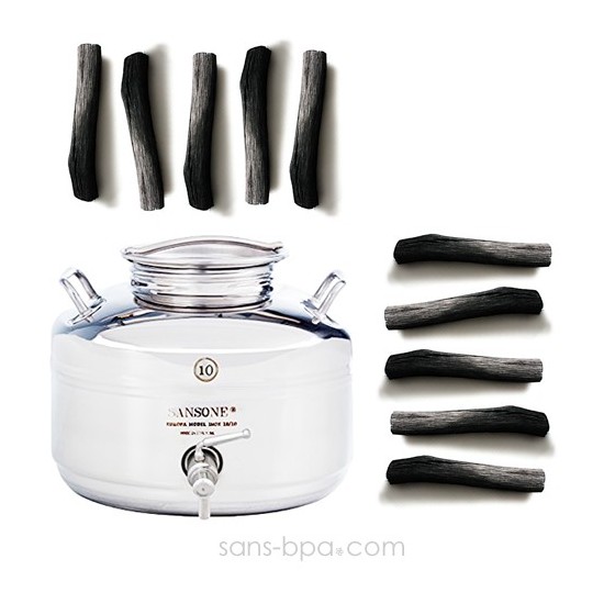 Pack Bonbonne inox 5 L + 5 filtres à charbon binchotan